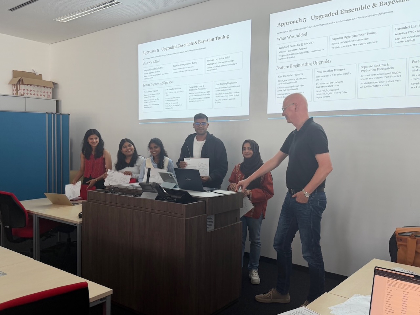 Certificate presentation to a team of international students